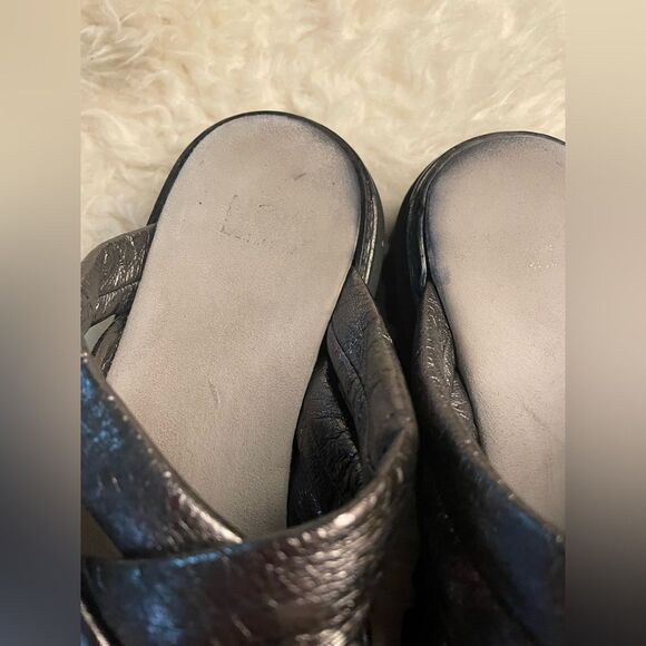 Fru.it Leather Slide Sandals Pewter Metallic Made in Italy 9.5 - Picture 4 of 8